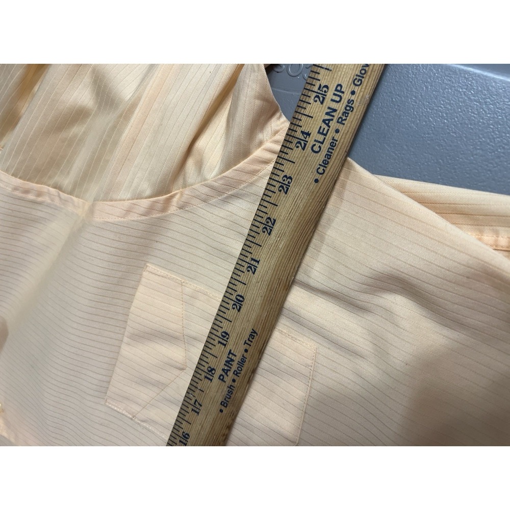 Arrow Men's Long Sleeve Satin & Twill Dress Shirt Xl 17 34/35 Mango Pin Stripe - Picture 7 of 14